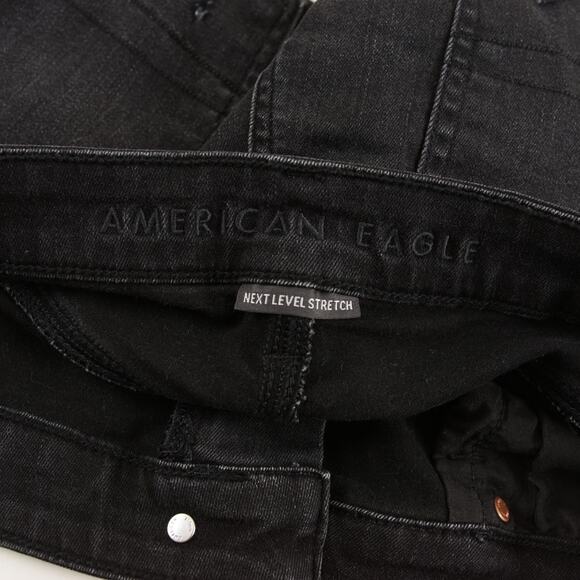 American Eagle Next Level High Rise Shortie Black Denim Jean Short Womens Sz 16 - Picture 7 of 10